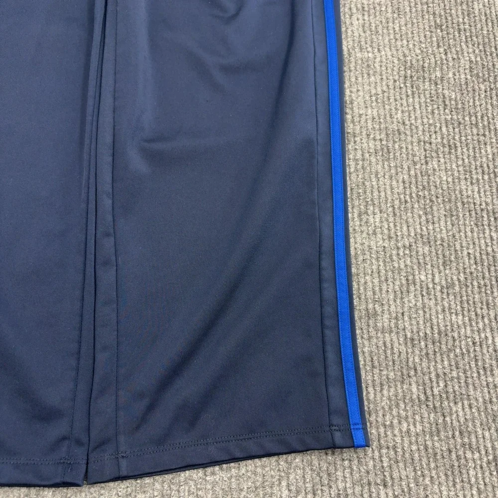 Adidas Track Pants Mens L Navy Blue Polyester Three Stripe Athletic Sportswear